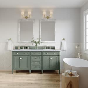 Brittany 72.0 in. W x 23.5 in. D x 33.8 in. H Bathroom Vanity in Smokey Celadon with Carrara Marble Marble Top
