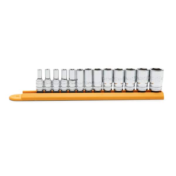 1/4 in. Drive 6 Point Mid Length Metric Socket Set 13-Piece