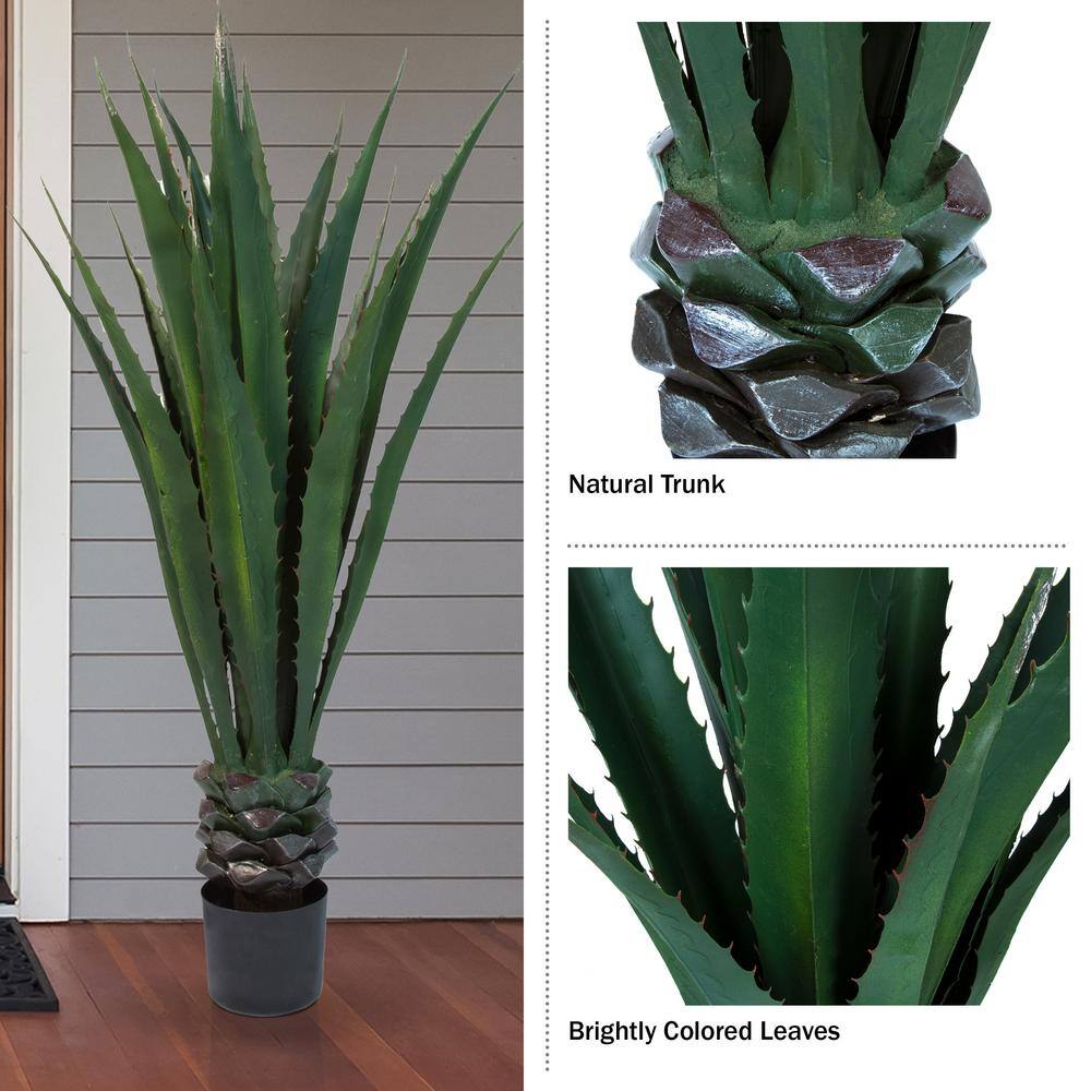 52-Inch Green Plastic Agave Faux Succulent Floor Plant Set