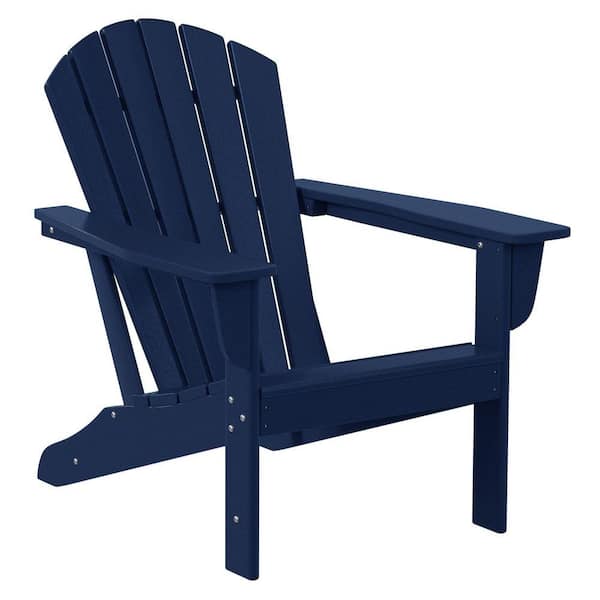 Mason Navy Blue Poly Plastic Outdoor Patio Classic Adirondack Chair, Fire Pit Chair