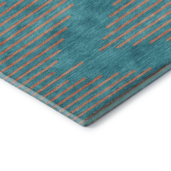 Mayfield Premium Machine Washable Abstract AMF1017 Teal 5 ft. x 7 ft. 6 in. Area Rug