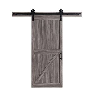 Westbridge 36 in. x 84 in. Textured Aged Wood Look Sliding Barn Door with Solid Core and Soft Close Hardware Kit