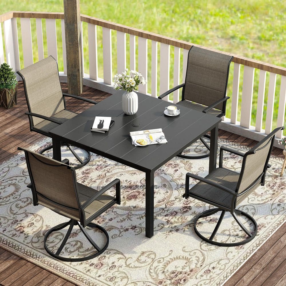 ヴィオテラス　4点セット vicllax 5-Piece Metal Outdoor Dining Set with 40.2 in. Black