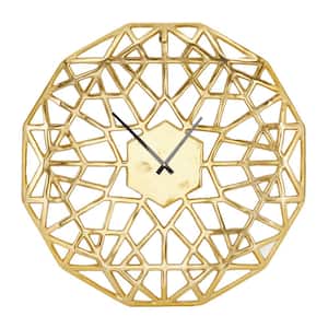 Gold Aluminum Contemporary Wall Clock