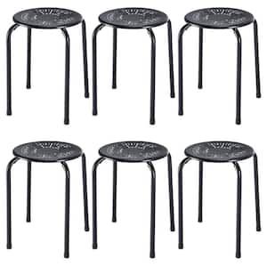 17.5 in. Black Backless Metal Stackable Bar Stools (6-Piece)
