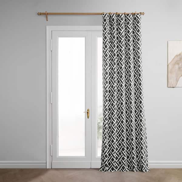 Exclusive Fabrics & Furnishings Martinique Black Printed Cotton Room  Darkening Rod Pocket Curtain - 108 in. L x 50 in. W (1-Panel) PRCT-D07E-108  - The Home Depot
