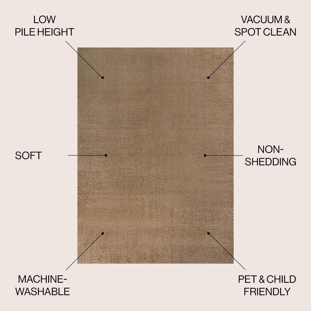 Brown Synthetic 4' x 6' Washable Reversible Area Rug