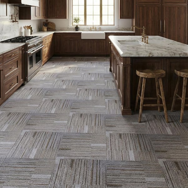 4 MIL x 12 in. W x 12 in. L Gray Peel and Stick Flooring Tile, Water Resistant Vinyl Tile Flooring (36 sq.ft. /case)