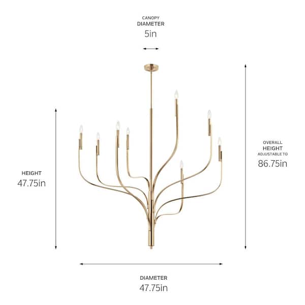 Kichler Livadia 8-Light Black Modern/Contemporary Bare Bulb Chandelier