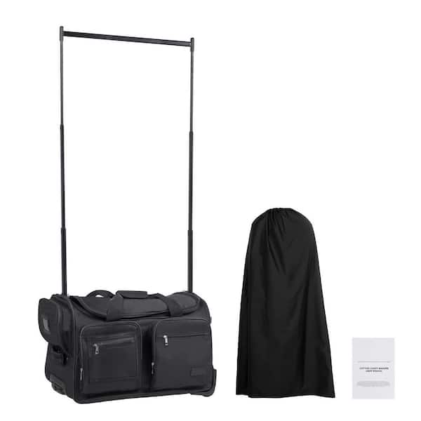 Matte Black Dance Bag with Garment Rack, 23 in. Rolling Dance Duffel, w/ Wheels, Privacy Protection Curtain 2025 Update