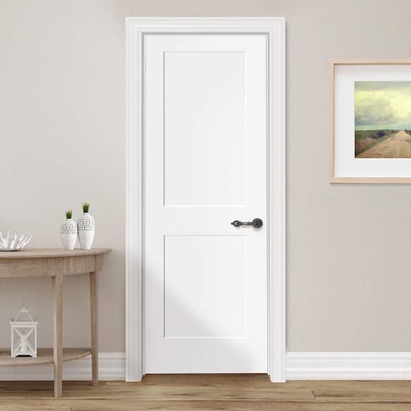 Steves & Sons 28 in. x 80 in. 2-Panel Square Top Right Hand White