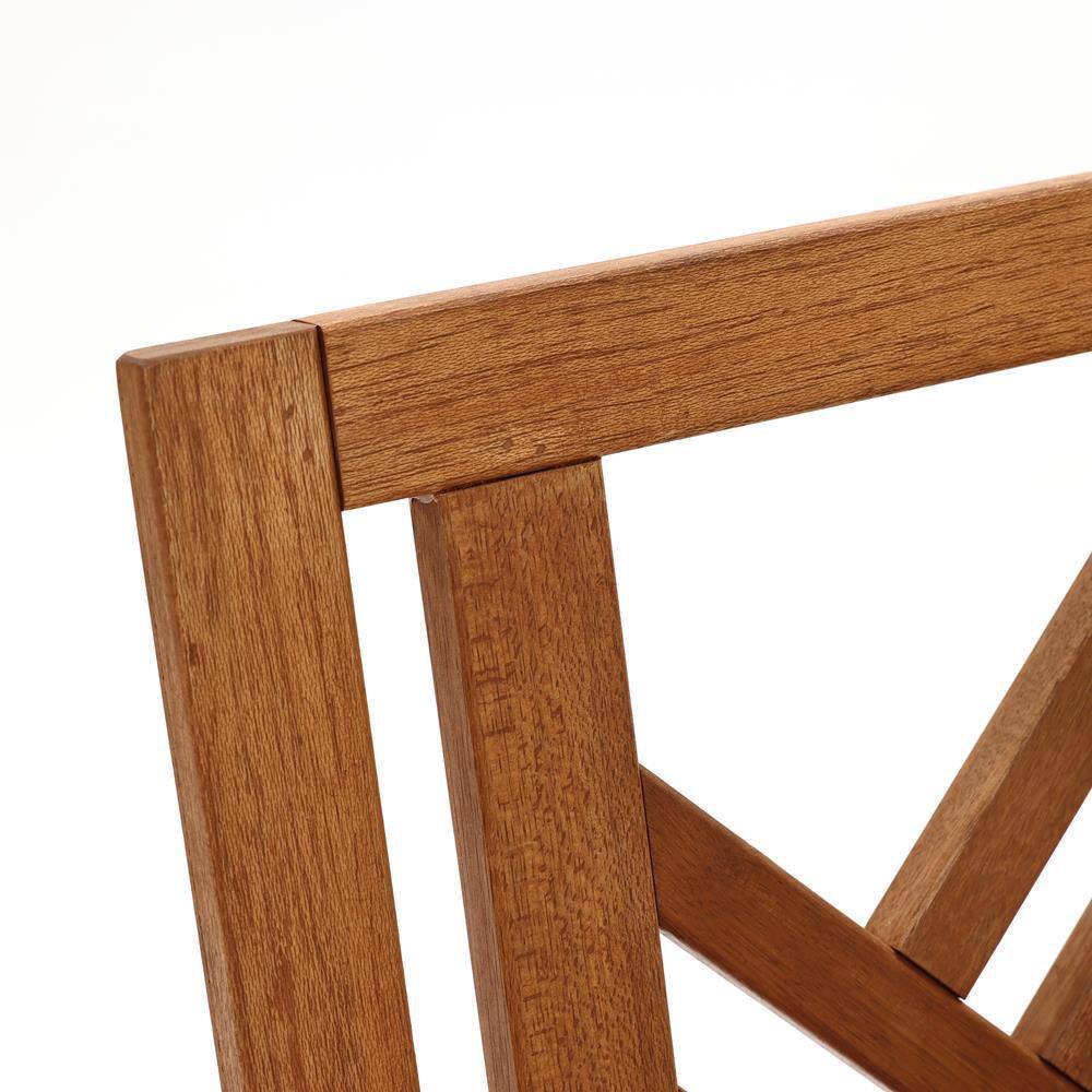 Natural Teak Finish Solid Wood Outdoor Loveseat Bench