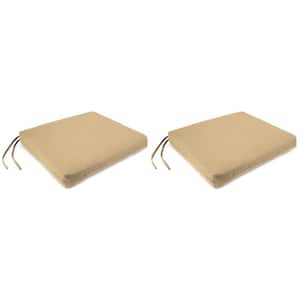 19 in. L x 17 in. W x 2 in. T Antique Beige Outdoor Rectangular Chair Pad Seat Cushion (2-Pack)