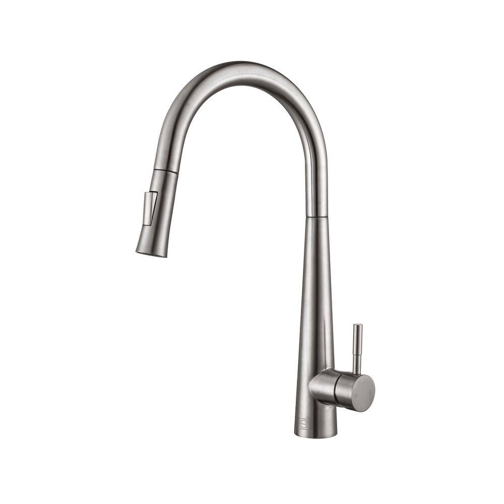Timeless Home Brushed Nickel 18 in. Single Handle Pull Down Sprayer Kitchen