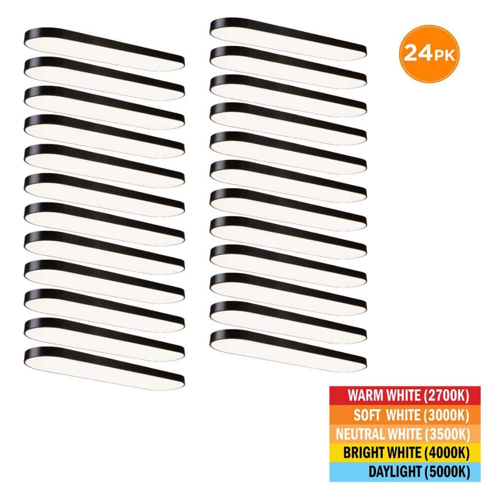 Commercial Electric 24-Pack 4 ft. x 12 in. Black LED Flush Mount ...