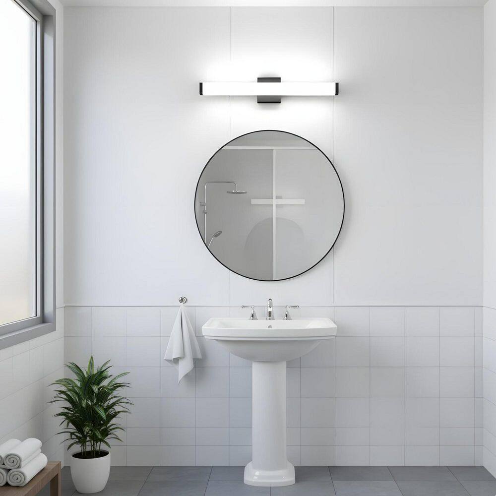 24. 8in. 1-Light Black LED Bathroom Vanity Light Strip with Dimmable 6000K Light price history on PriceWatchPro