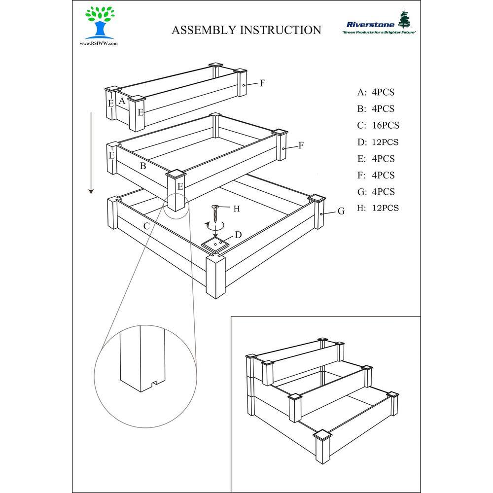 Natural Fir Wood 3-Tier Raised Garden Bed Kit