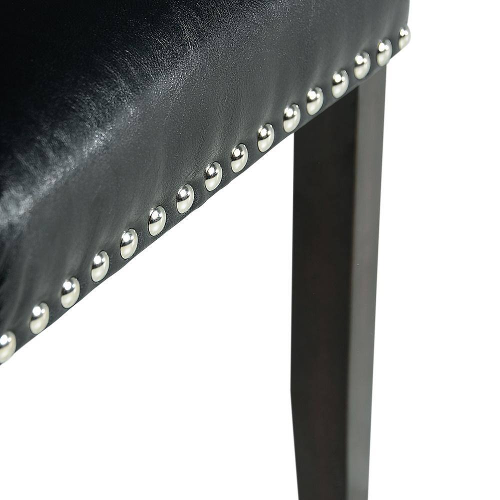 Ebony Black Metal Parsons Side Chair with Nailhead Trim