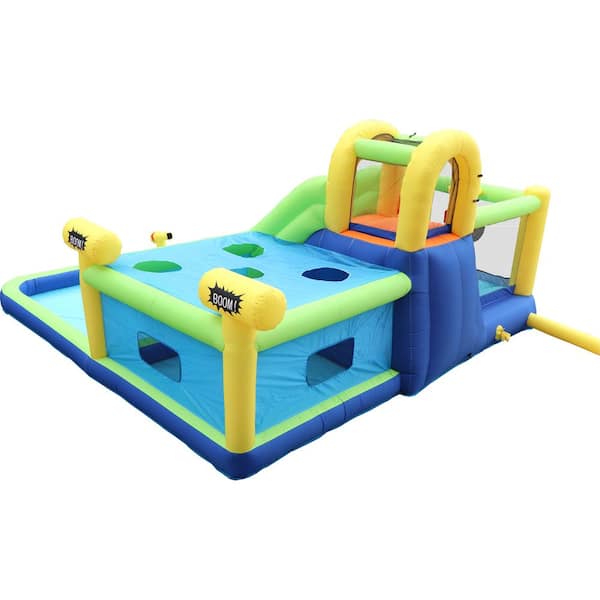 Siavonce 7-in-1 Inflatable Slide Water Park Bouncing House Outdoor 