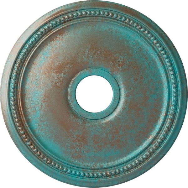 Ekena Millwork 1-1/8 in. x 18 in. x 18 in. Polyurethane Diane Ceiling Medallion, Copper Green Patina