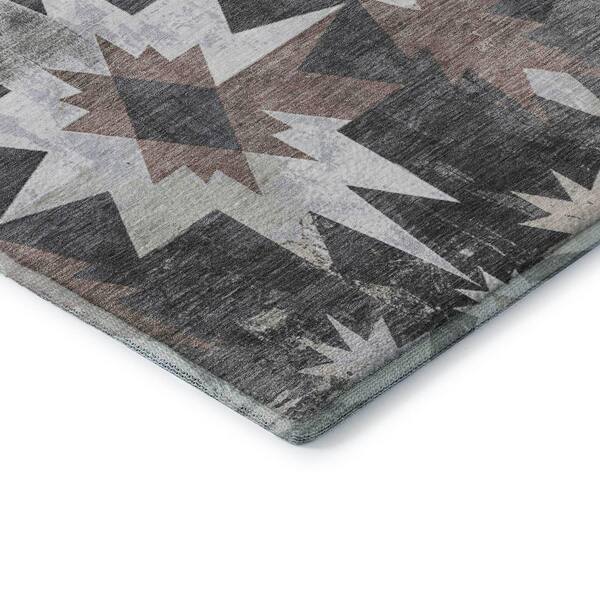 Mayfield Premium Machine Washable Abstract AMF1893 Graphite 2 ft. x 3 ft. Area Rug