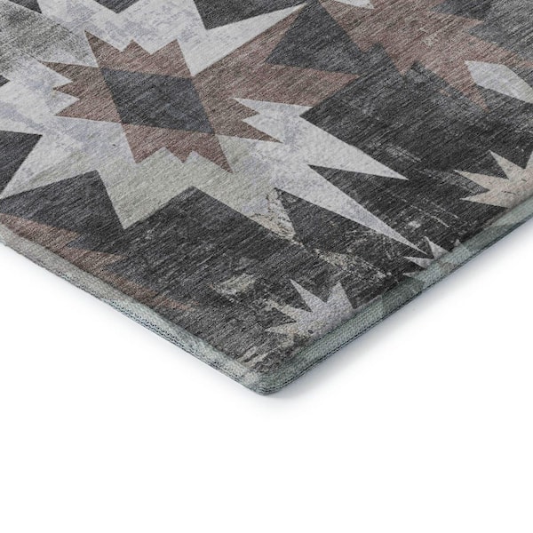 Mayfield Premium Machine Washable Abstract AMF1893 Graphite 5 ft. x 7 ft. 6 in. Area Rug