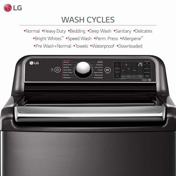 LG 5.5 cu. ft. SMART Top Load Washer in Black Steel with Impeller,  Allergiene Steam Cycle and TurboWash3D Technology WT7900HBA - The Home Depot