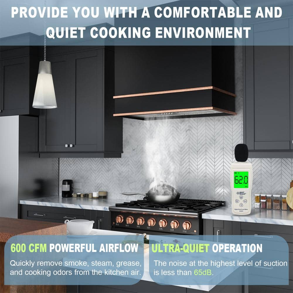 30'' Black and Copper Stainless Steel Wall Mounted Range Hood