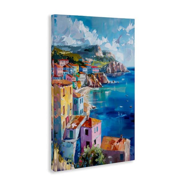 View Over Coastal Town by LSR Design Studio Unframed Nature Graphic Art Print 45 in. x 30 in.