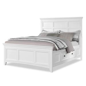 Ranchero White Wood Frame Queen Platform Bed with Drawers