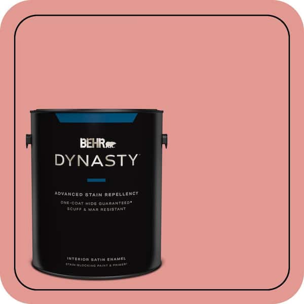 BEHR DYNASTY 1 gal. #160D-4 Strawberry Rose Satin Enamel Interior Stain-Blocking Paint and Primer