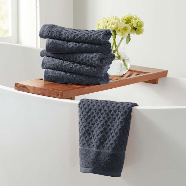 Stone Blue Ultra-Soft 100% Cotton Diamond Waffle 6-Pack Hand Towels