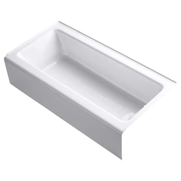 KOHLER Bellwether 60 in. x 30 in. ADA Cast Iron Alcove Bathtub with Integral Farmhouse Apron and Right-Hand Drain in White