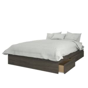 Nexera Bark Grey Full Size 3-Drawer Storage Platform Bed