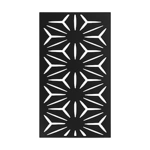 Decorative Outdoor Metal Privacy Screen Panel Flower Pattern in Black