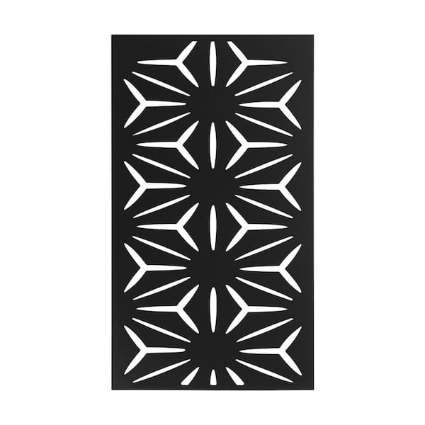 YIYIBYUS Decorative Outdoor Metal Privacy Screen Panel Flower Pattern in Black