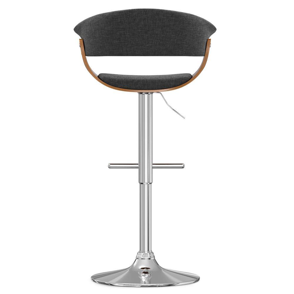 Mid Century Modern Sheldon Adjustable Swivel Stool in Charcoal Grey Linen