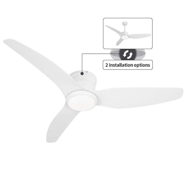 raccroc 52 in. LED Indoor Outdoor White ABS Finish Ceiling Fan with 1-Light and Remote Control