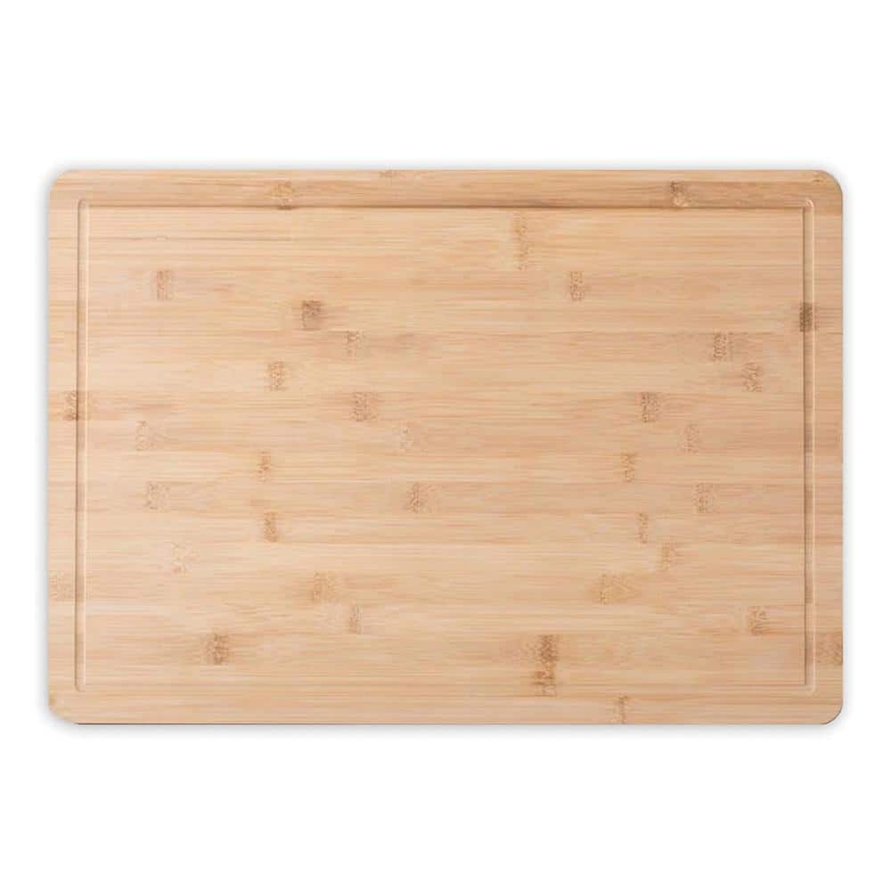 Large Rectangular Natural Bamboo Cutting Board with Juice Well
