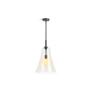 Simplice 14 in. 1-Light Matte Black Shaded Pendant