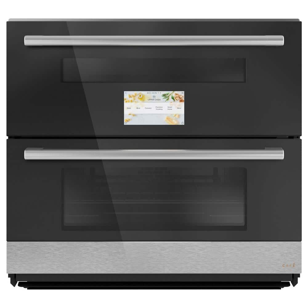 Cafe 30 in. Smart Double Electric Smart Wall Oven with Convection Self-Cleaning in Platinum Glass