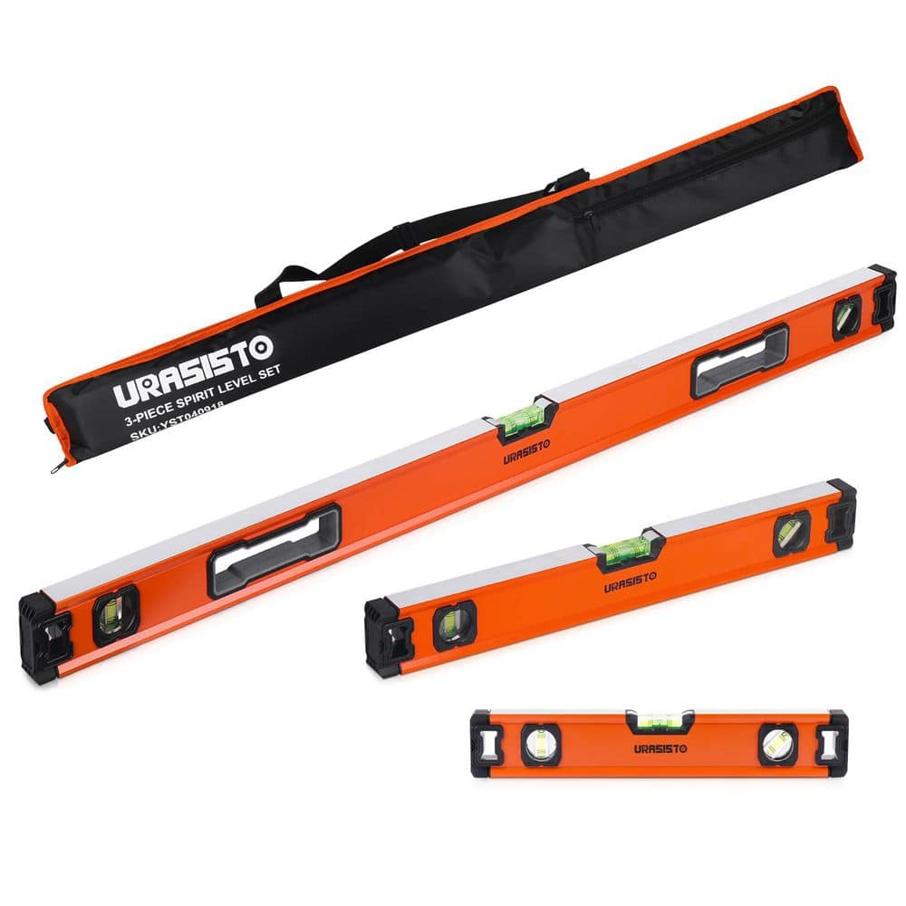 MYWISH 40 in. Magnetic 180 Aluminum I-Beam Level Set with Torpedo Level and Carrying Bag (3-Piece) SF-SNT-120A