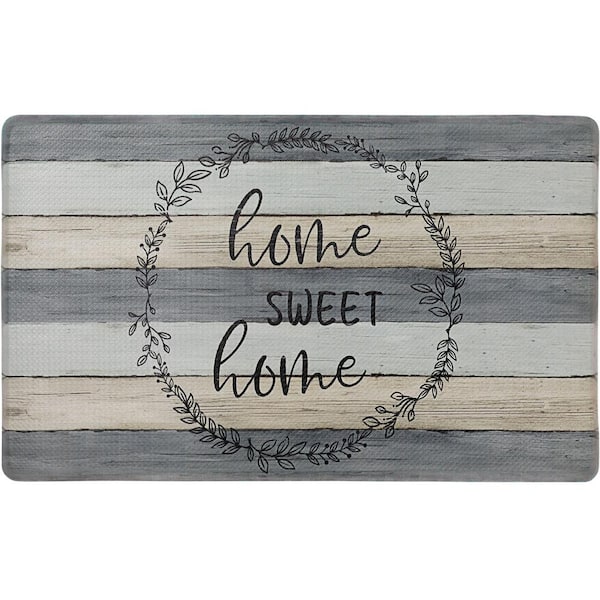Home Dynamix Cozy Living Home Sweet Home Modern Farmhouse Grey 17.5 in. x 30 in. Anti Fatigue Kitchen Mat
