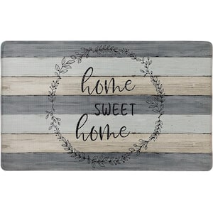 Cozy Living Home Sweet Home Modern Farmhouse Grey 20 in. x 36 in. Anti Fatigue Kitchen Mat