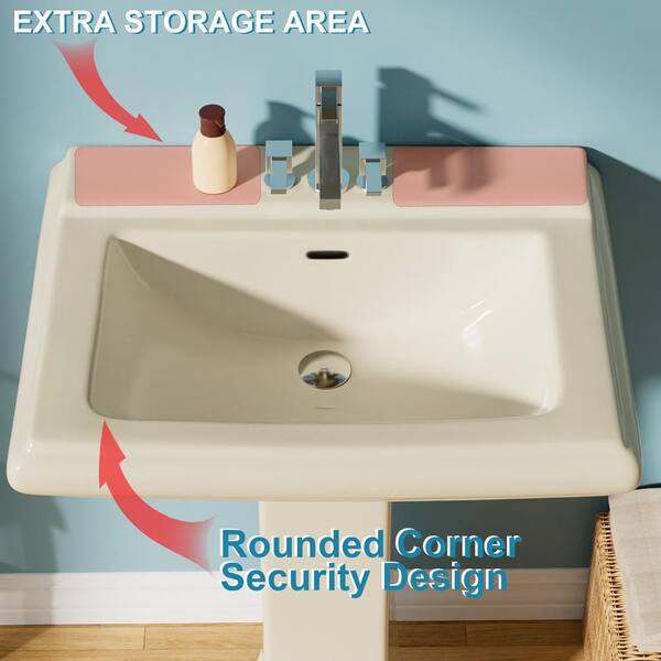 Aguamaph 19 in. D x 26 in. W Pedestal Combo Bathroom Sink in Bone