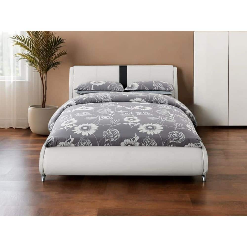 White Wood Frame King Panel Bed