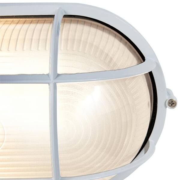 Access Lighting - Nauticus 1-Light White Outdoor Bulkhead Light with Frosted Glass Shade