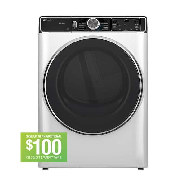 GE Profile 7.8 cu. ft. vented Gas Dryer in White with Steam and Sanitize Cycle, ENERGY STAR