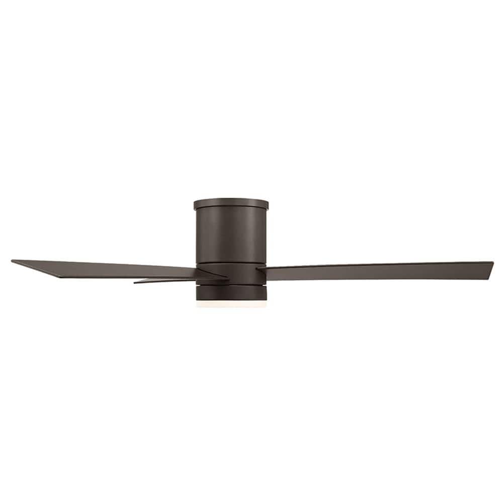 52" Bronze Smart Flush Mount Ceiling Fan with LED Light and Remote