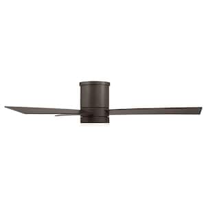 Axis 52 in. Smart Indoor/Outdoor 3-Blade Flush Mount Ceiling Fan Bronze 3000K LED with Remote Control